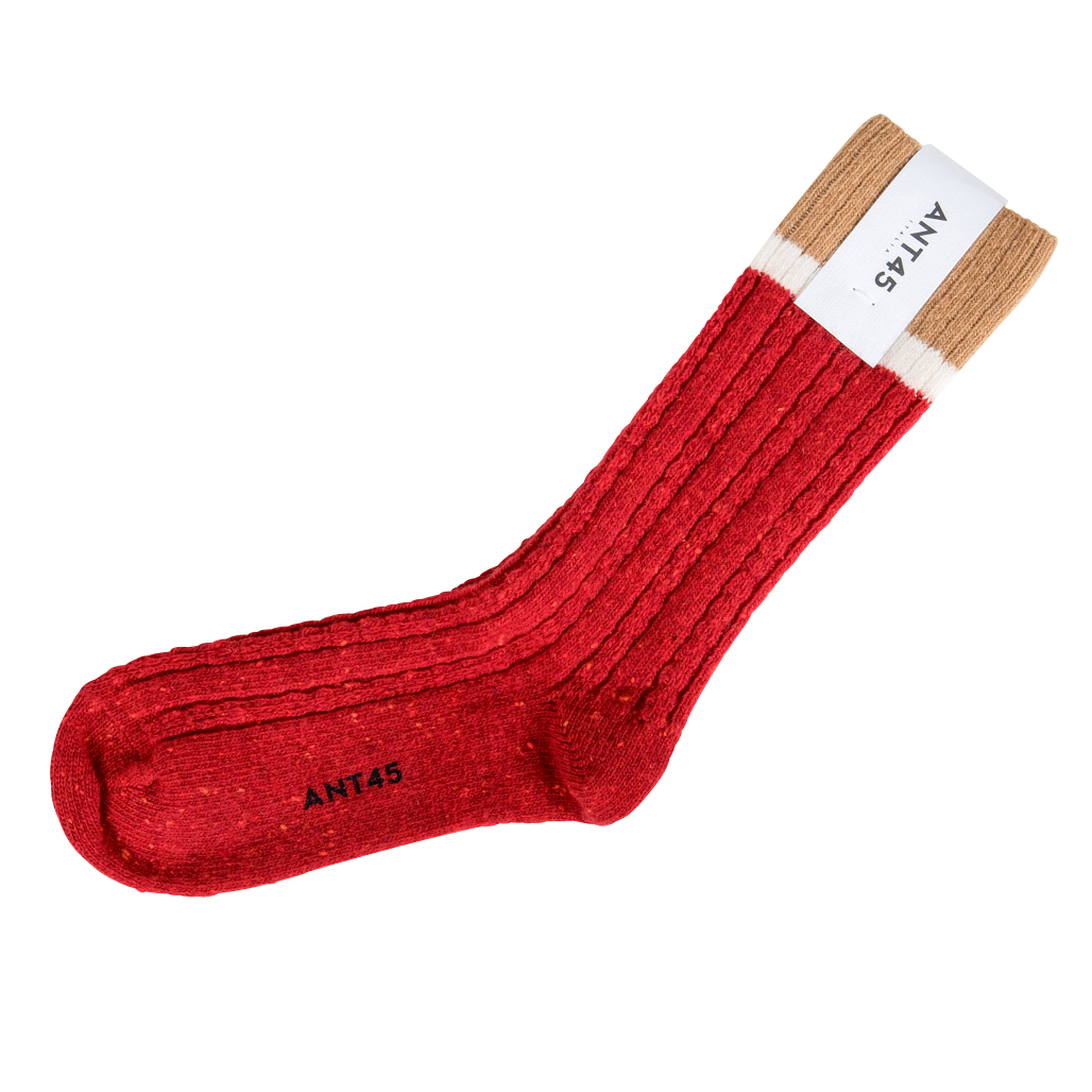 ANT45 - Socken - Budapest - Rot - Ecru - Camel