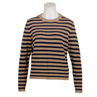 Allude - Pullover - geringelt - Beige - Dunkelblau