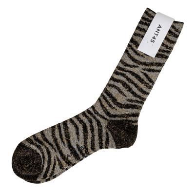 ANT45 - Socken - Malden - Grau - Schwarz - Gold - Lurex Zebra