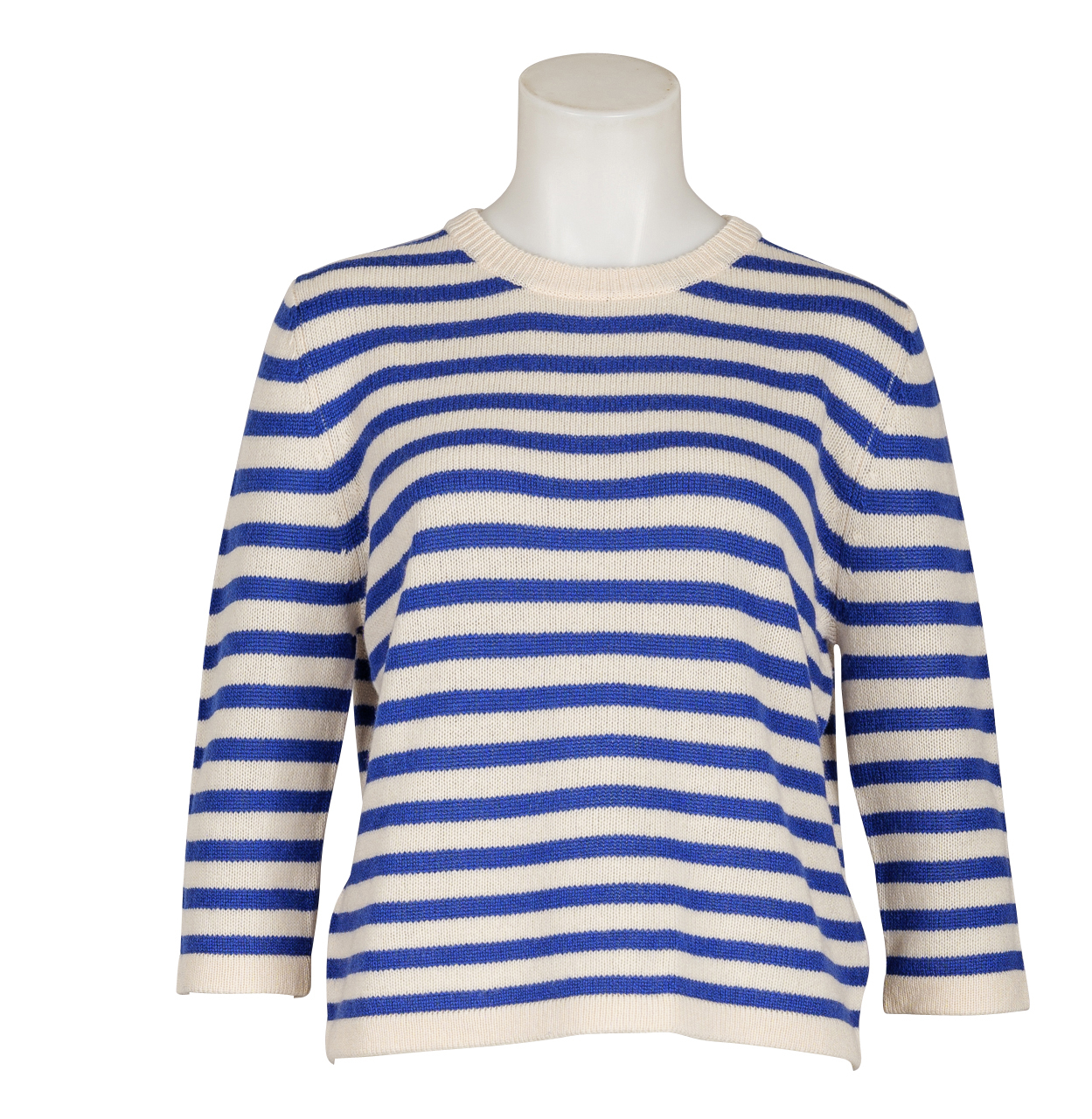 Allude - Pullover - gestreift - Ecru - Royalblau