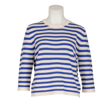 Allude - Pullover - gestreift - Ecru - Royalblau